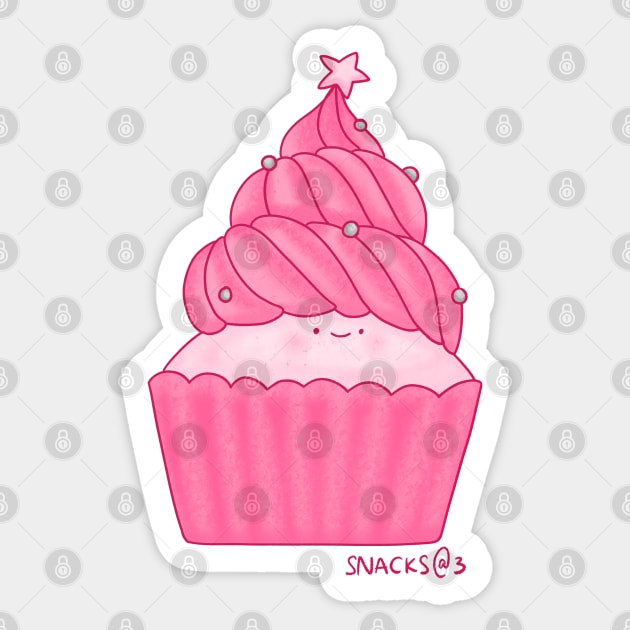 PINK ChristmasTree Cupcake Sticker by Snacks At 3